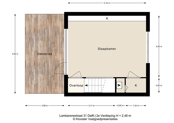 Plattegrond - Lambarenestraat 31, 2622 DN Delft - 2e Verdieping.jpg